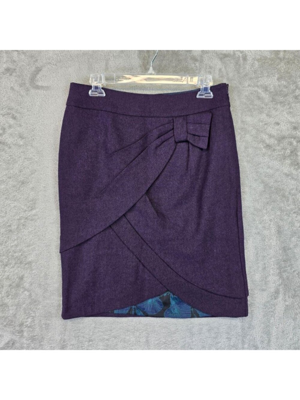 Full Circle Skirt Womens 12M Purple Wool Blend Tulip Bow Layered Lined